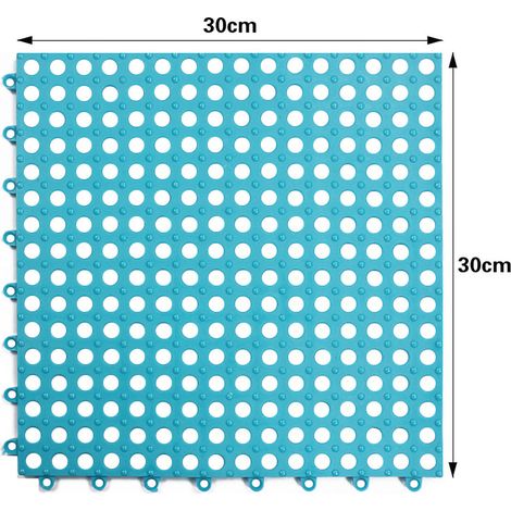 Lot de 2 tapis de douche carrés antidérapants avec points de support cylindriques, pour baignoire et balcon (bleu).