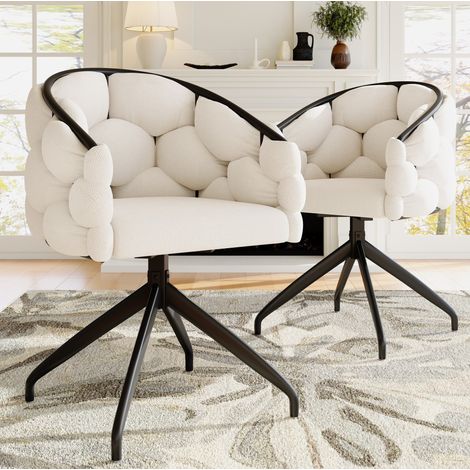 sedia girevole 45x44x77,5 per pranzo velluto beige OKMYHOME (1/5)