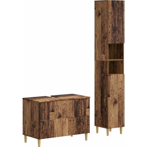 2 Piece Bathroom Cabinet Set ARNHEM Old Wood Engineered Wood vidaXL