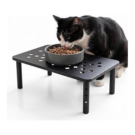Support Distributeur Automatique de Croquettes Chat Rehausseur Gamelle Chat Réglable en 3 Hauteurs Support de Rangement en Métal Fontaine à Eau et Bol Gamelle Surélevé (1/5)