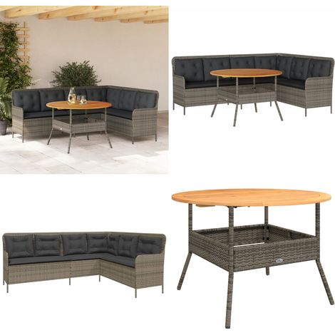 vidaXL 2-tlg. Garten-Sofagarnitur mit Auflagen Poly Rattan Grau (1/5)