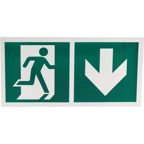 Symbole d'évacuation d'urgence RS PRO, Sortie de secours en bas, Plastique ( Prix pour 1 )