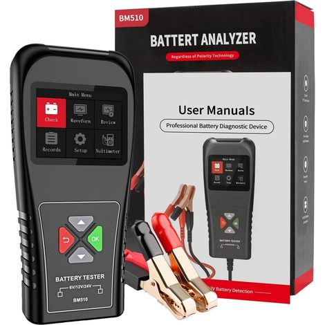 Testeur de charge de batterie BM510 Testeur de batterie de camion de voiture de moto 6V 12V 24V Analyseur de batterie 2000 CCA Chargement des outils de scanner de test(BM510) (1/5)