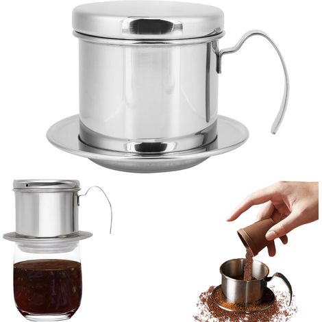 Pot de cafetière vietnamien, 1 Tasse Filtre à café vietnamien en acier inoxydable, Réutilisable Presse à café pour Maison, Bureau, Café, Restaurant (1/4)