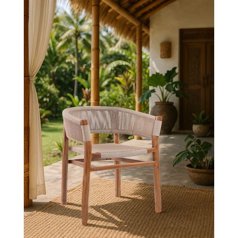 Kanoa - Chaise en teck massif et corde beige (1/5)