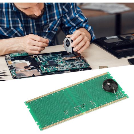 Testeur d'emplacements de mémoire DDR5 pour ordinateur avec LED, carte de test de réparation de carte mère mémoire (carte verte) (1/5)
