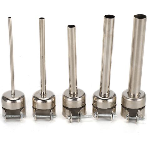 Kit de réparation informatique 5 pièces : buses à air comprimé longues en acier de 3 mm / 5 mm / 8 mm / 10 mm / 12 mm pour pistolet à air chaud 850 (1/5)