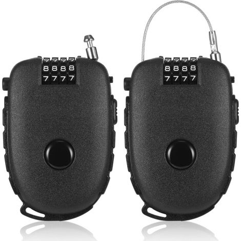 2-Pack Cable Lock, Anti-Theft Motorcycle Helmet Lock, Rustproof, Flexible Anti-Theft Cable, Anti-Theft Bicycle Cable, Lightweight 4-Digit Cable Lock, 130cm Steel Core
