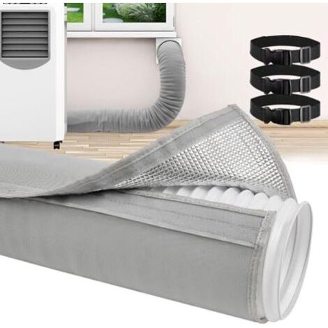 Manchon isolant pour tuyau de climatisation portable de 150 cm, manchon isolé avec 3 couches de protection pour 12,7 à 15 cm de diamètre (gris) (1/5)