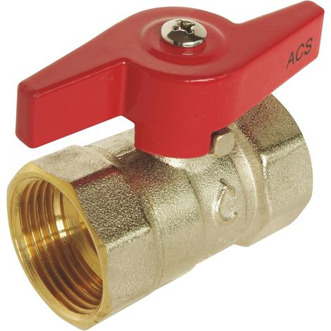 1 Vanne à sphère Double Femelle 1/2", Manette papillon, Laiton CW617N, Étanchéité joints toriques, Plomberie chauffage