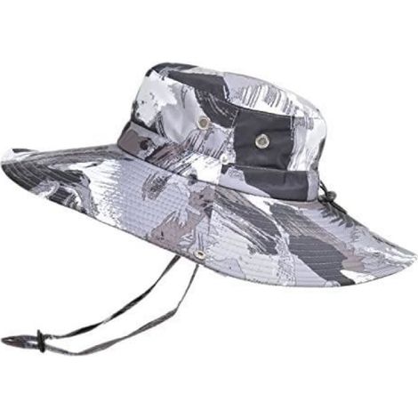 Chapeau Bob - Protection UV - Ventilation Circulaire - Ajustement Sous-Chin - Transformable En Chapeau Cowboy - Unisexe - Gris (1/4)