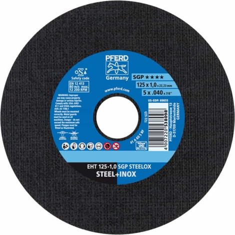 Trennscheibe SGP STEELOX D125x1mm ger.INOX Bohr.22,23mm PFERD (1/2)