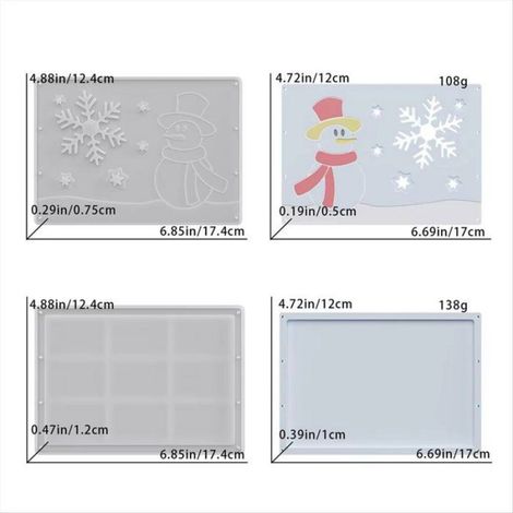 Moule en Silicone pour Porte-Monnaie, Lot de 2 Pochoirs, Chaussette, Enveloppe de Noël, Moule pour Plâtre, Résine, Argile A,Blanc (1/5)