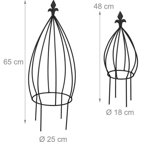 Lot de 2 tuteurs à plantes décoratifs jardin 120 x 20 x 20 cm en acier vert (1/3)