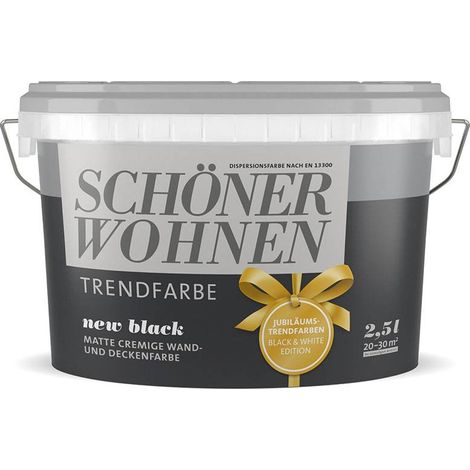 SW Trend Wandfarbe matt 2,5L new black 9538