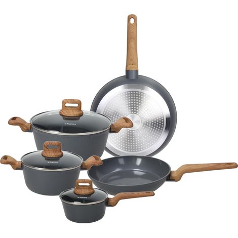Tognana T-Care My Cooking 8-teiliges Topf- und Pfannenset, recyceltes Aluminium, PFAS-freie Antihaftbeschichtung, induktionsgeeignet, Dunkelgrau (1/2)