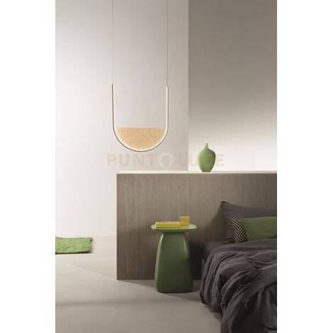 SOSPENSIONE LOTUS ORO CON VETRO AMBRA L.53CM A LED 3000K 2488M 34W DIMMERABILE