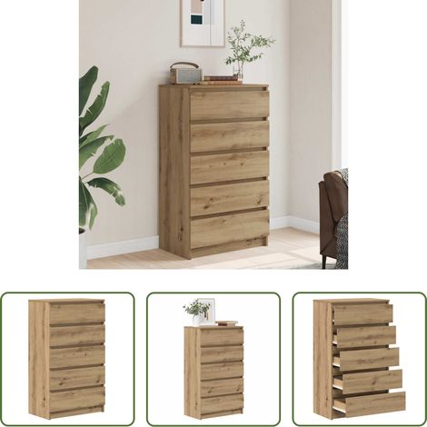 Schubladenschrank Eiche - Schubladenschrank Artisan-Eiche 60x36x103 cm Holzwerkstoff (1/5)