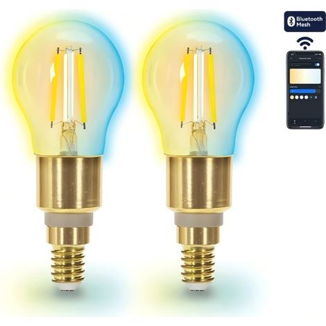 Kit de 2 ampoules connectées Bluetooth Mesh G45 E14 4,5 W à température de couleur réglable + télécommande