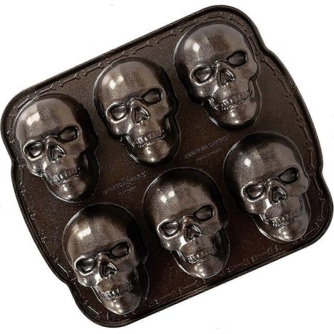 Moule à cake crâne nordique - Métal 5 cavités - Halloween - 29,85x25,4x5,08cm (1/5)