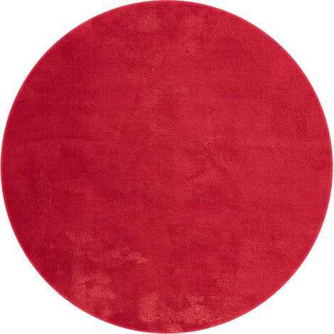 FLOORNOVO Hochflor Teppich rund einfarbig - Ø 120 cm - Besonders Weicher Teppich Wohnzimmer & Badezimmerteppich - Pflegeleicht - vielseitig einsetzbar im Innenbereich (1/2)