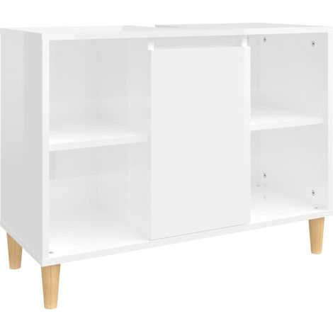 Mobile Lavabo Armadio Lavabo Bianco Lucido 80x33x60 cm in Legno Multistrato (1/5)