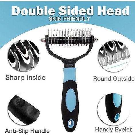 Peigne pour chiens et chats à poils longs et bouclés, brosse pour enlever le sous-poil, peigne pour enlever les poils, peigne pour chats, brosse pour enlever le sous-poil, peigne pour animaux de compa (1/3)