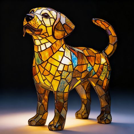 Herzhafter Labrador – Batteriebetriebene Tischlampe – Retro-Tischlampe – 3D-Tier-Nachtlicht – 17 cm – LED-3D-Lichtornament