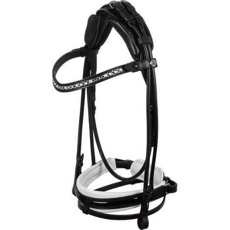 Testiera Damigella in pelle tubolare con brillantini  sul frontalino: PONY, Marrone / Marrone