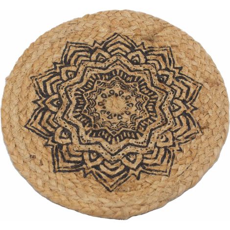 Set de Table Naturel - Jute 30cm - Imprimé Mandala- Vendu par 1 (1/4)