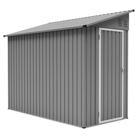 Gartenschuppen - Anbau Schuppen - Metall Gerätehaus 242x124x192 cm - Verzinktes Stahlblech - Abschließbare Tür - 2 Lüftungsöffnungen - Anthrazit