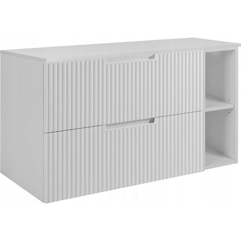 Waschtischunterschrank 80 cm - Weiß - Gerillte Fronten - Praktisch und elegant (1/5)