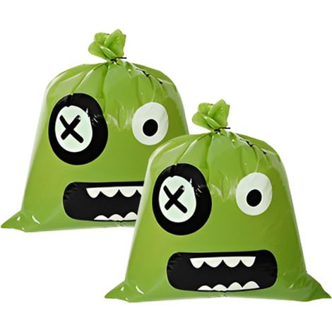 Lot de 2 sacs à feuilles d'Halloween - Sacs poubelle décoratifs pour jardin - Cadeaux de fête - Grand volume - Pour extérieur, chemin de jardin, entrée (1/5)