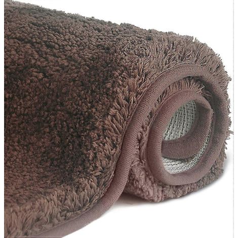 Tapis de bain antidérapant en microfibre à poils longs, tapis de sol lavable en machine avec microfibre douce et absorbante (1/5)
