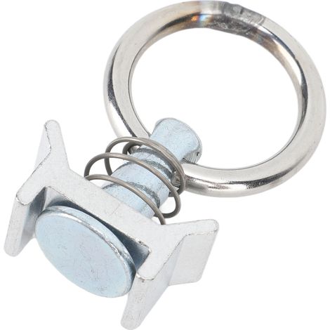 Lot de 6 fixations à goujon unique pour rail en L avec anneau rond, en acier inoxydable et aluminium, pour installation logistique sur rails aéroportuaires. (1/5)