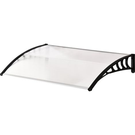 Pensilina Tettoia Moderna 90x150x25 cm in Policarbonato PP e Alluminio Trasparente (1/5)