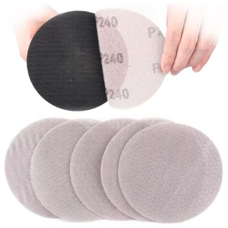 Treillis Feuilles Abrasive 125mm, 50 Pièces Papier a Poncer 240 Grains Abrasives Papier pour Ponceuse Vibrante Polir et Enlever La Rouille (1/5)