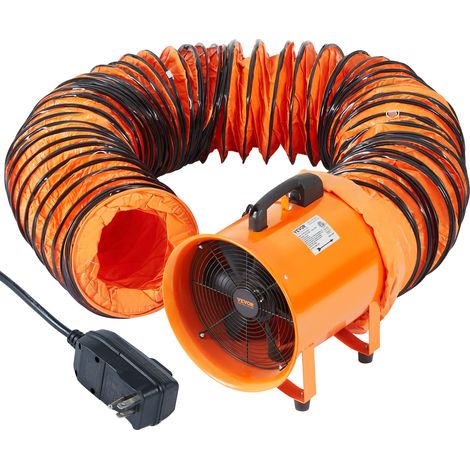 VEVOR Ventilatore Portatile, 365 W Estrattore deAria Aspiratore Industriale 304,8 mm Condotto Tubo Flessibile da 10 m Volume deAria 2574 CFM (4373 m3/h) 2 Marce per Aspirare Polvere Fumo 79 dB IP44 (1/5)