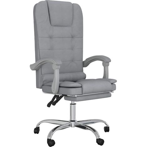 Maison Exclusive - Sedia da Ufficio Massaggio Reclinabile Grigio chiaro in Tessuto (1/5)