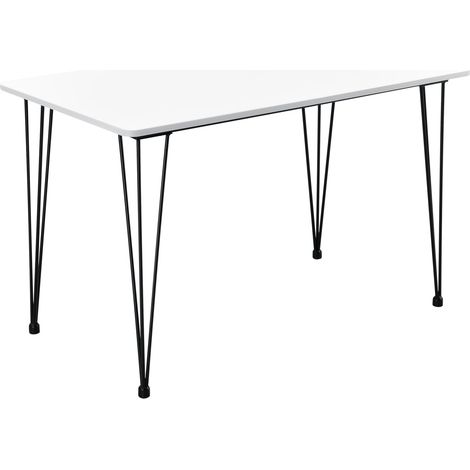 Mesa cocina salón comedor para 4 personas Tapa MDF patas acero horquilla 120 x 70 x 75 cm blanco y negro 030004275