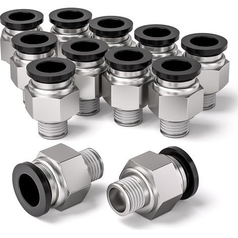 12 PCS 8mm od x 1/8" male thread BSP Direct Push - in Air Connection, pc8-01 adaptateur de ligne d'air à libération rapide (1/4)