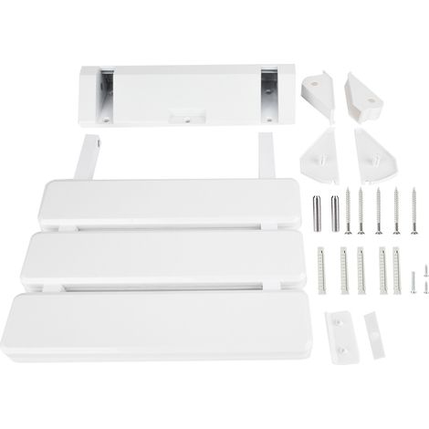 Tablette de douche murale pliante blanche, siège escamotable pour salle de bain, banc pour sauna domestique. (1/5)