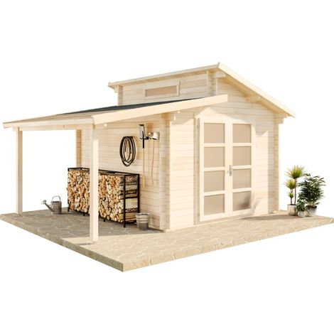 Abri de jardin Aktiva toit en pente Naturel , 40 mm Épaisseur paroi 500 x 360 cm (1/5)