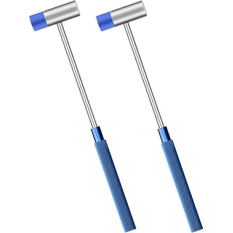 Petit marteau à double tête pour travaux de précision, tête en plastique et tête en métal, 18 cm, manche rayé bleu (1/5)