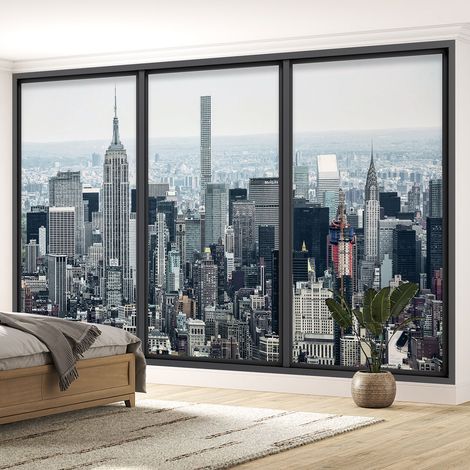 Papier peint panoramique Trompe l'oeil baie vitrée - New york - 130 cm x 78 cm (1/5)