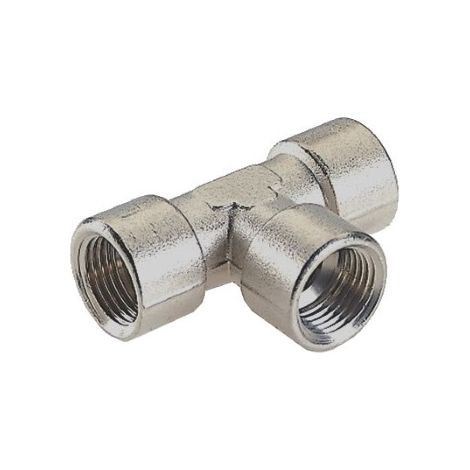 Raccordo a T Femmina-Femmina-Femmina Cilindrico 90° tubi aria fluidi liquidi 1 pz - cod. 60323 (1/3)