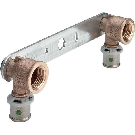 Viega Sanfix Fosta Sanfix P-Unità di montaggio, d 16mm, Rp 1/2, Interasse 150 bronzo rosso, acciaio zincato modello 2124.05, 331542