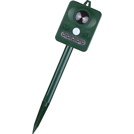 Répulsif pour insectes et animaux Répulsif antiparasitaire solaire à ultrasons Répulsif pour animaux d'extérieur avec capteur de mouvement à ultrasons et lumière clignotante éloigne les animaux Écureu (1/5)