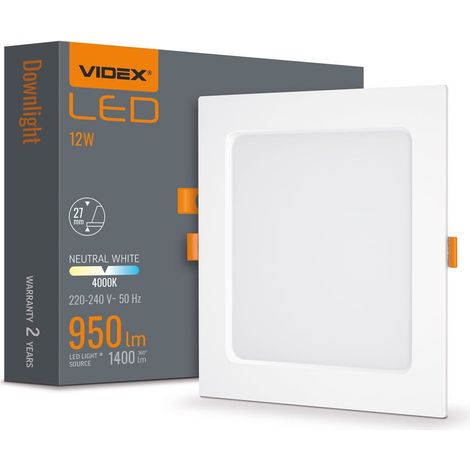 Einbauleuchte quadratisch weiß 17,5 cm mit eingebautem LED 12W DownLight Videx 4000K 1400lm (1/5)