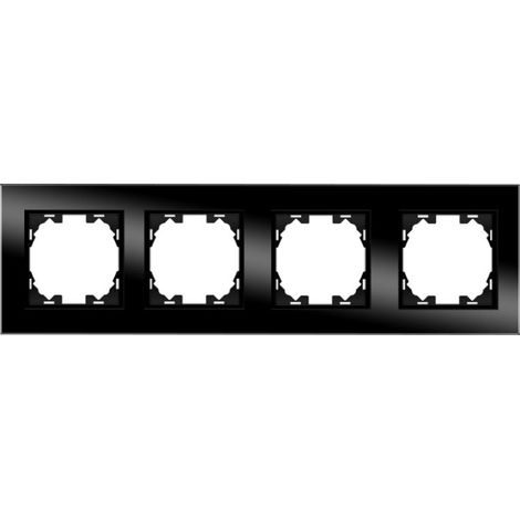Marco de Cristal Empotrable Negro para 4 Módulos Serie wLux Negro | IluminaShop